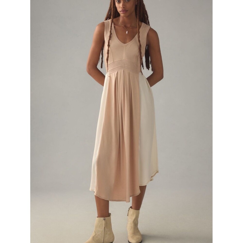 Anthropologie Daily Practice Keep Dancing Sleeveless Two-Tone Midi Dress